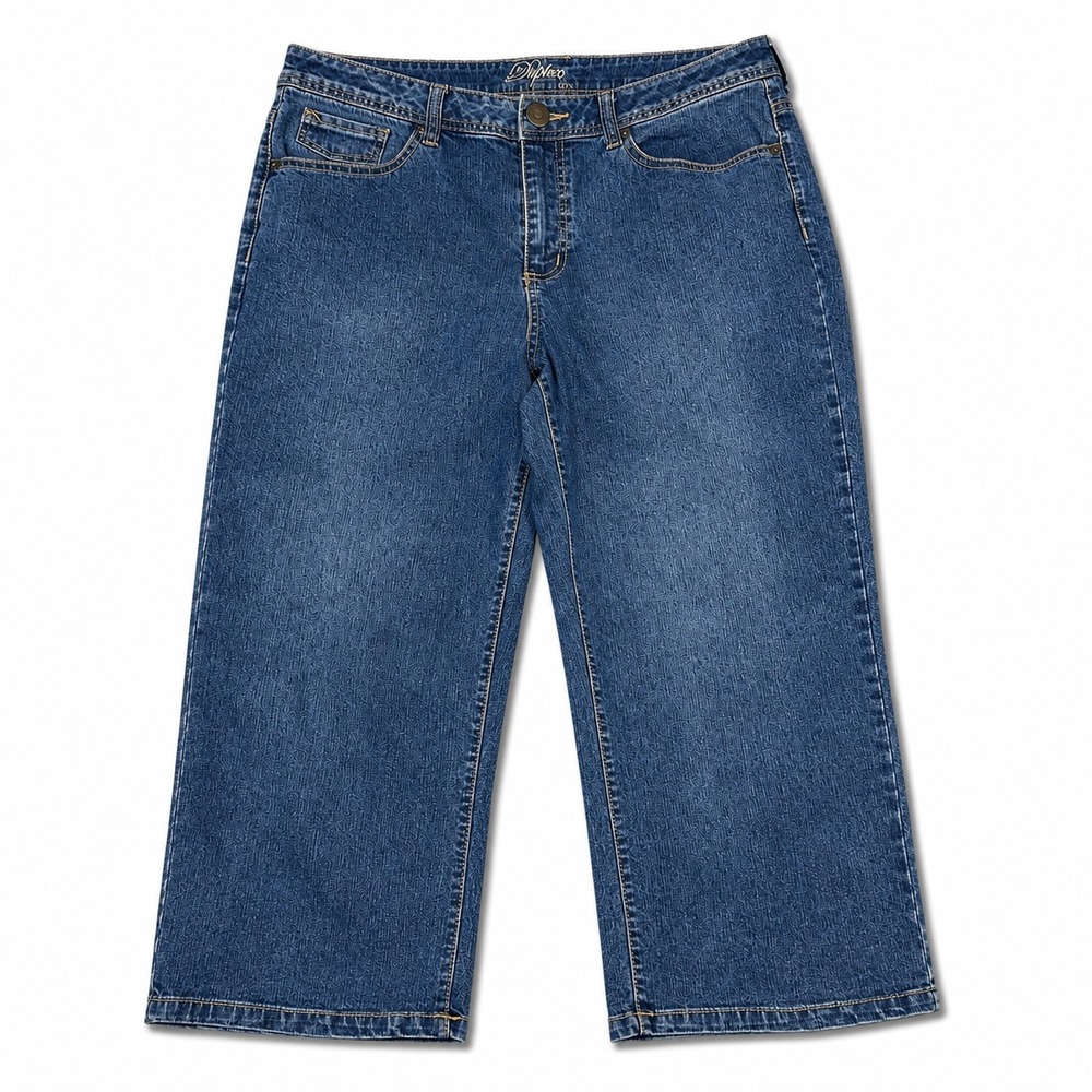 Duplex By Tyte Womens Size 14 Capri Jeans Medium Wash Stretch‎ Denim Cropped